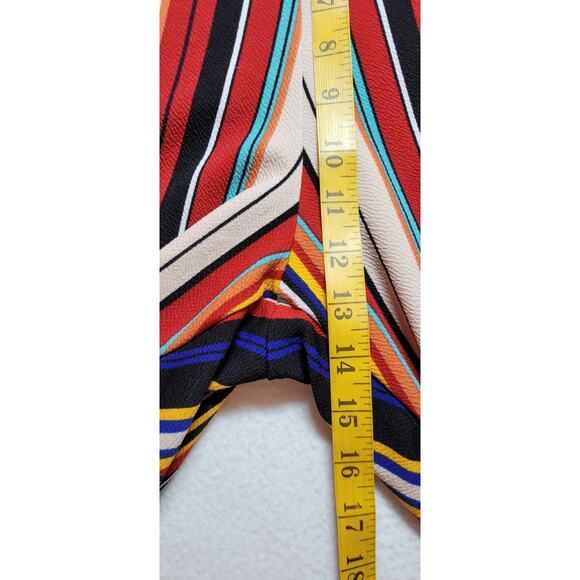 Vtg Rainbow Multicolor Capri Pants 3X Stripes Belted Elastic Waist 80s Eclectic - Picture 5 of 7